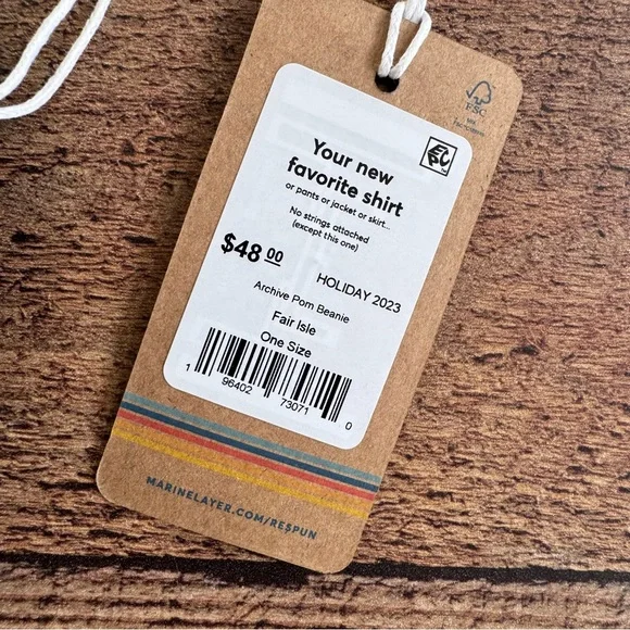 Marine Layer REspun Archive Pom Beanie Green Adult ONe SIze New With Tags - Picture 2 of 4